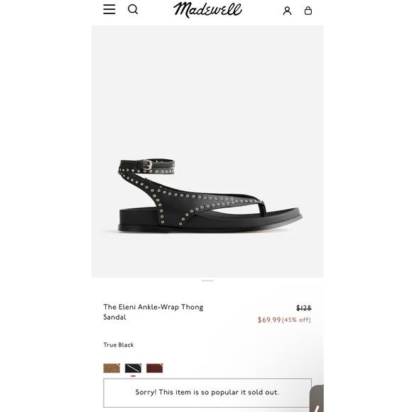 New! Madewell Eleni NV822 Black Grommet Ankle Wrap Thong Sandals Leather 9 NWOB - Picture 5 of 9